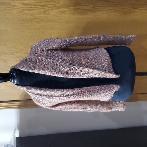 J Jill wool alpaca chunky knit waterfall open front cardigan marled - Picture 2 of 7